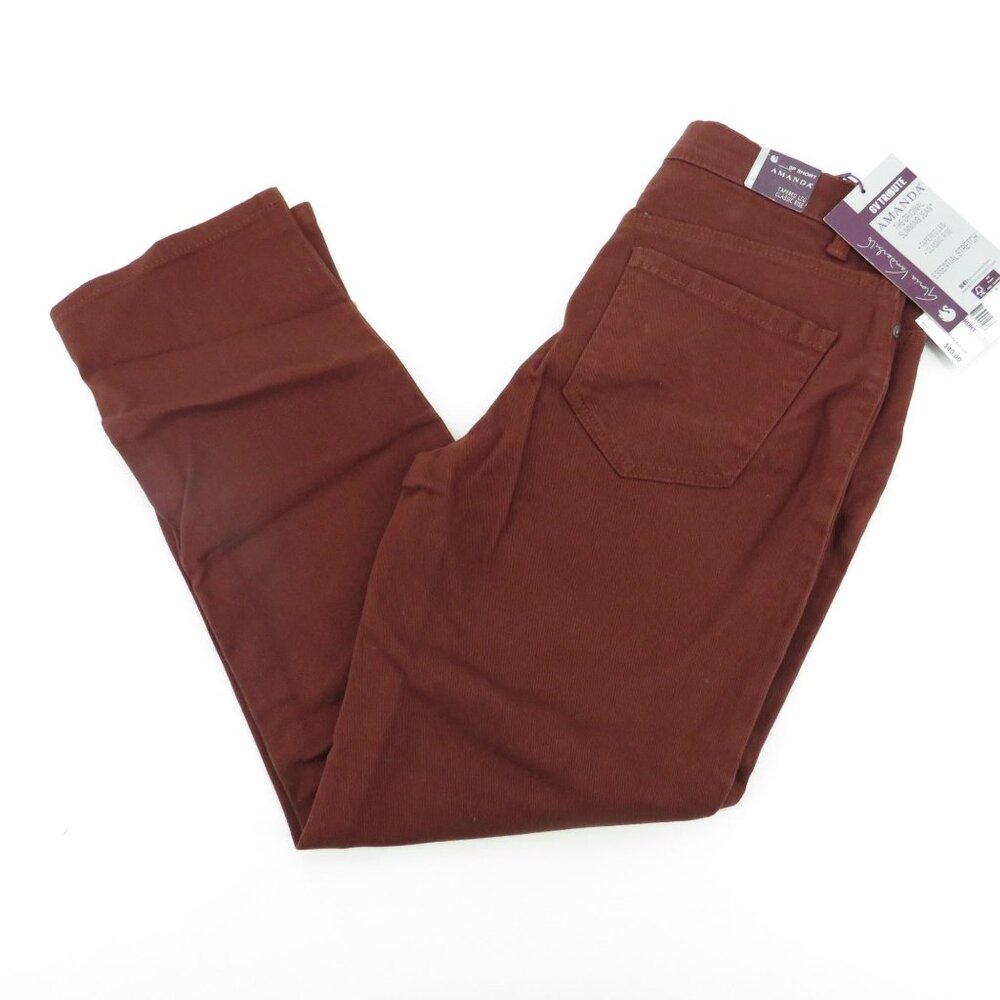 Gloria Vanderbilt Amanda Tapered Leg Wine Jeans 6P Short New $40